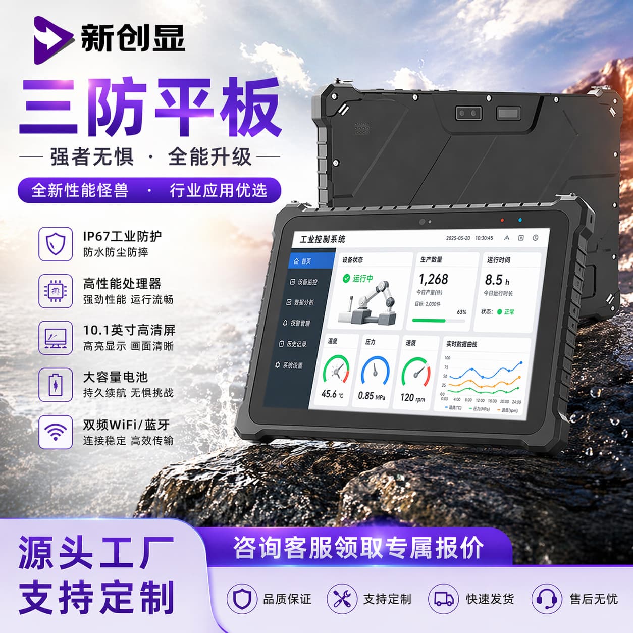 Cross-border 10.1/12 inch Rugged Tablet PC Windows 10/Android Domestic OS IP67 Handheld Reinforced Pad