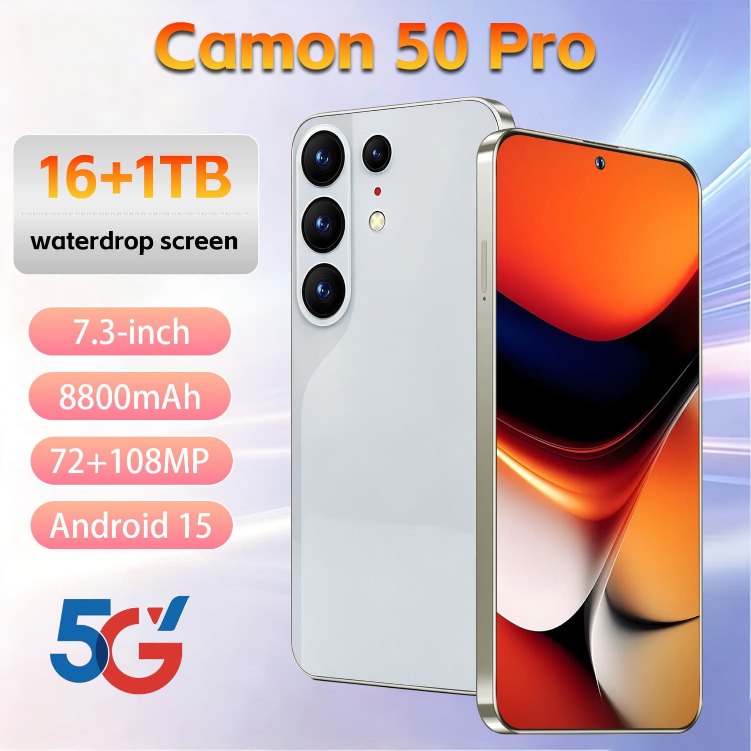 2026 New Camon 50 Pro Cross-border 5G Phone 16+1TB Export All-in-One 7.3-inch HD Large Screen