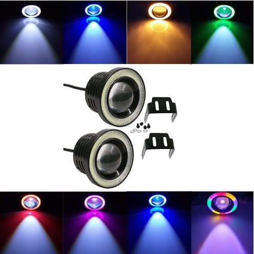 Car LED lens fog light LED angel eye fog light cob daytime running light modified fish eye light 64MM76MM89MM