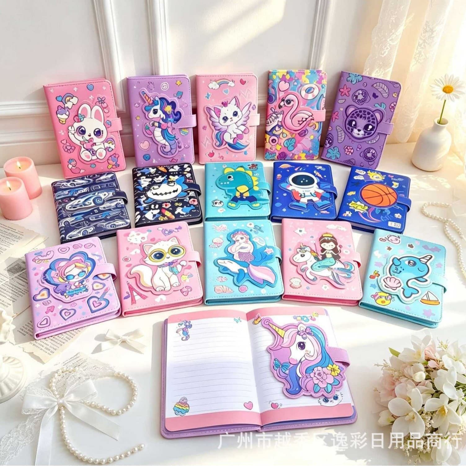 Australia's new cross-border cute cartoon colorful inner pages PU magnetic buckle student notebook portable notebook wholesale