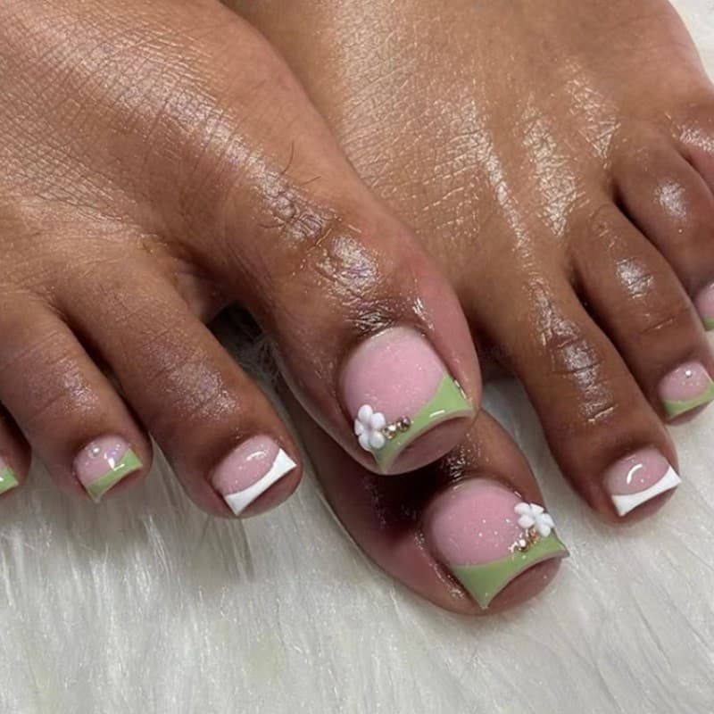 Summer French toenails simple wearable nails toenails fake nails manicure tablets Press on nails