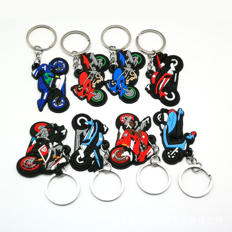 Motorcycle Keychain Pendant Acrylic Figure Non-Soft Plastic Cartoon Cool Helmet Backpack Hanging Decoration Wholesale