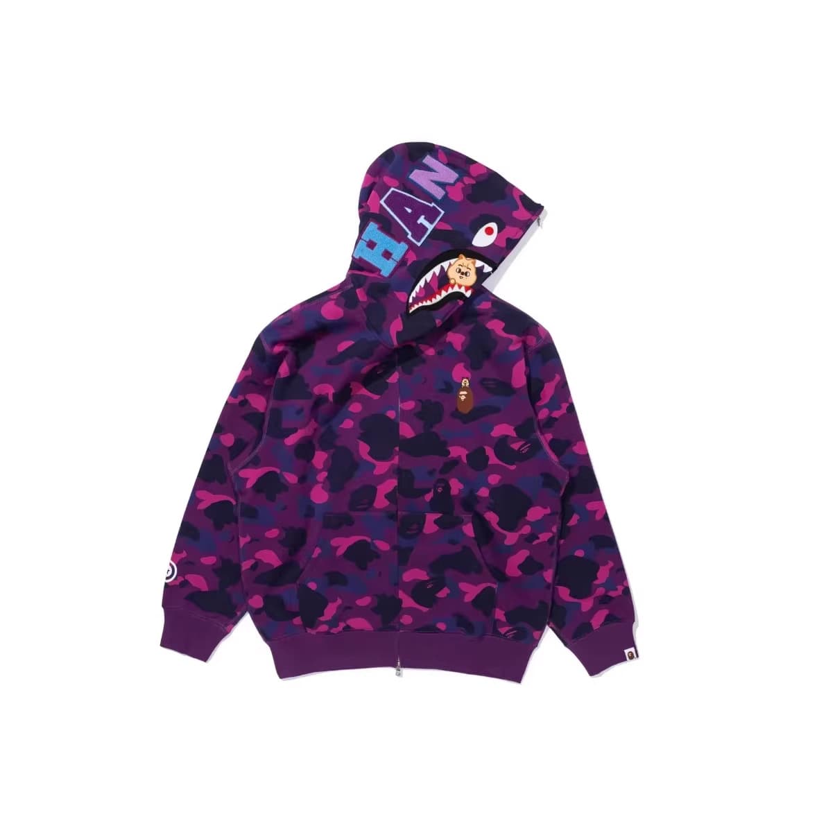 2026 Foreign Trade Streetwear BAPEE Shark 3D Print Camo Hooded Zip-Up Sweatshirt Jacket Unisex Southeast Asia