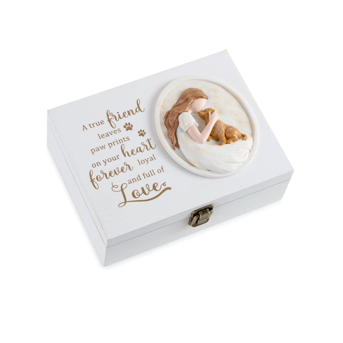 Cross-border Wooden Memorial Box Girl Holding Puppy Pet Memorial Box