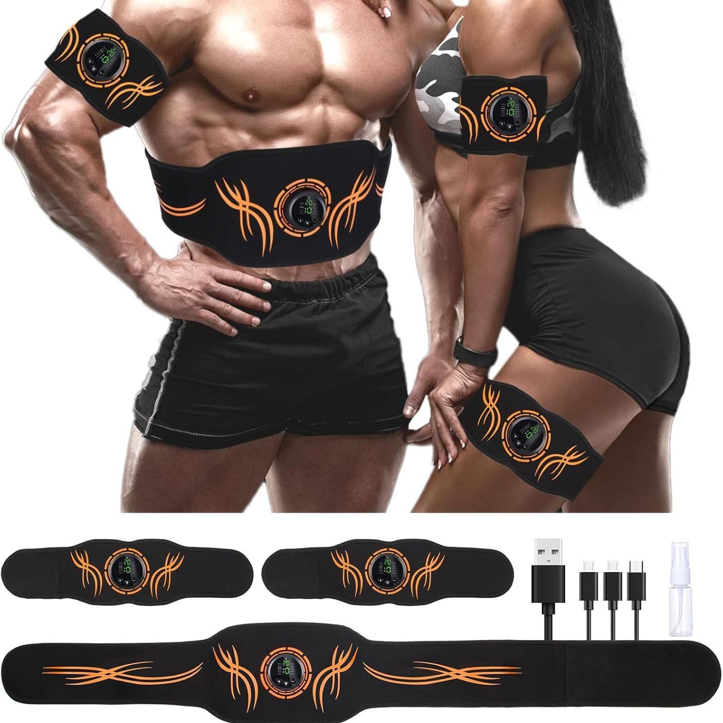 New Cross-Border EMS Abdominal Muscle Belt Massage Belt Lazy Fitness Ab Muscle Stimulator Muscle Building Device Three-Piece Set