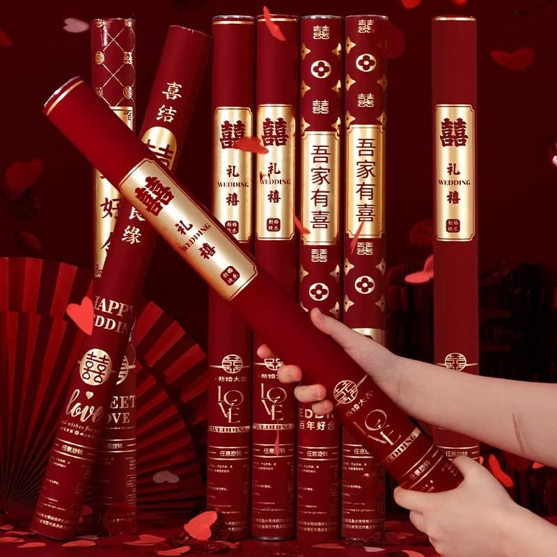 Wedding Confetti Tubes, Hand-twist Cannons for Openings and Housewarmings, Complete Wedding Supplies with Festive Bags