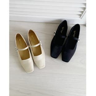 Weiwei Girl 3778-3 French New Chinese Style Rhinestone Mary Jane Women's Shoes One-Strap Square Toe Low Heel Flats