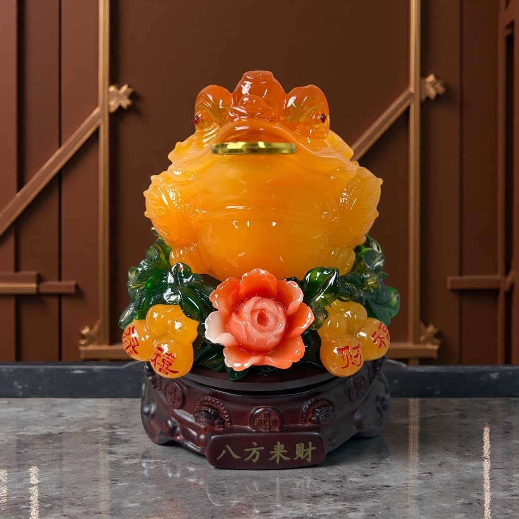 Golden Toad Wealth Charm for Living Room, Entryway, Home, Shop, or Office Decoration, High-End Craft Ornament as Opening Gift