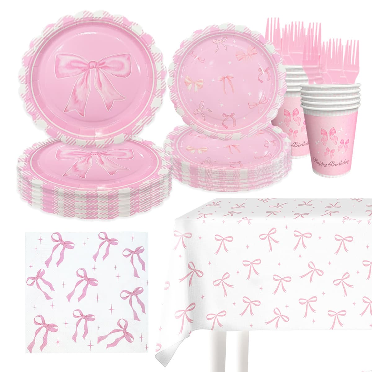 New Cross-border Amazon Bow Tie Party Supplies Paper Plates Napkins Tablecloth Party Decoration Disposable Paper Dinner Plates