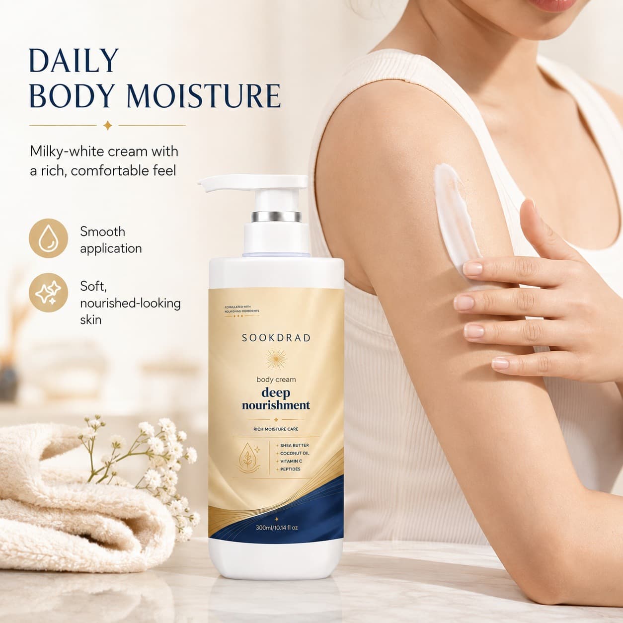 Cross-border white bottle body lotion, deeply moisturizing and moisturizing body lotion, daily care body lotion TEMU Amazon