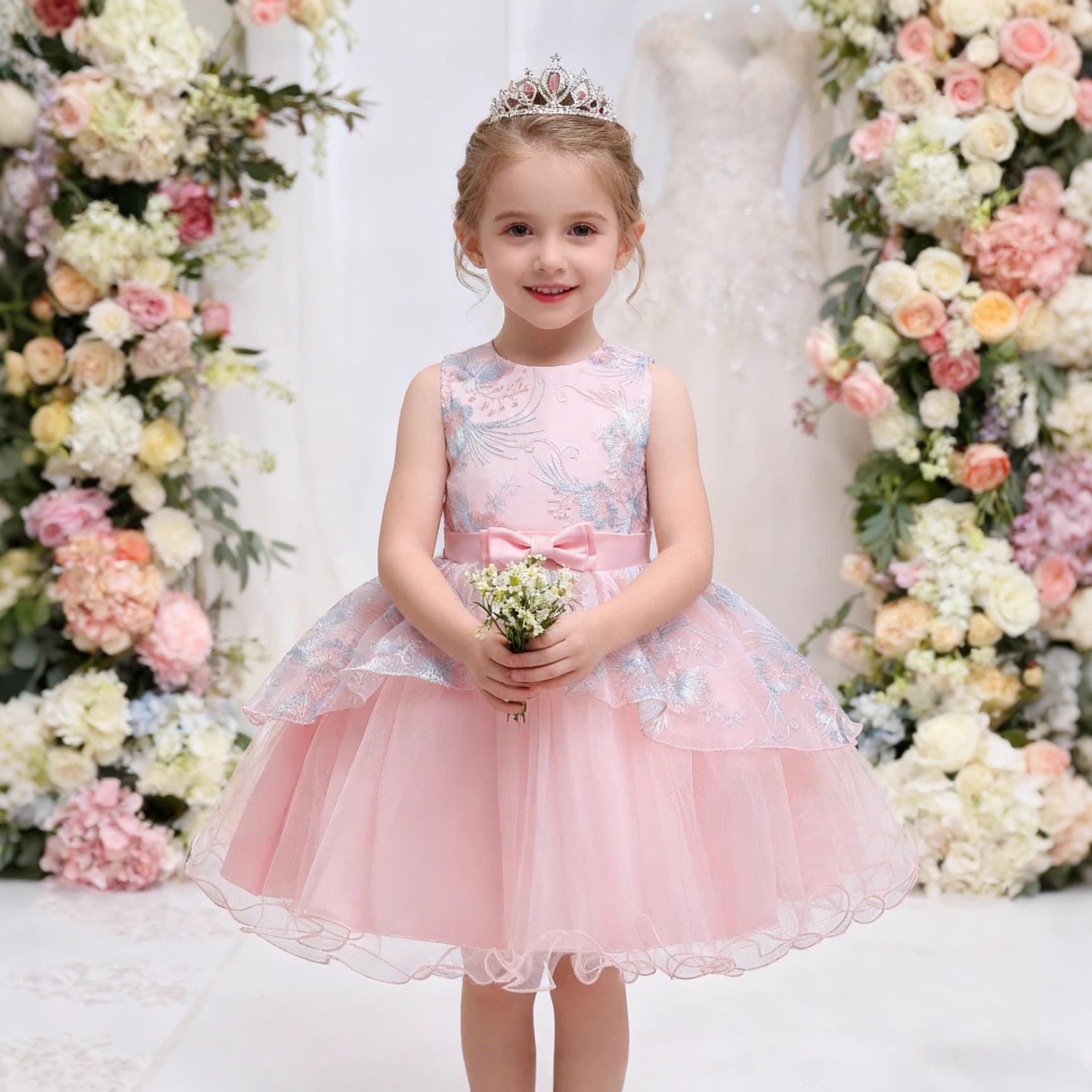 Princess Birthday Dress Infant Baptism Outfit Toddler Girls Butterfly Knot Summer Birthday Gown Children's Dress Baby Clothes