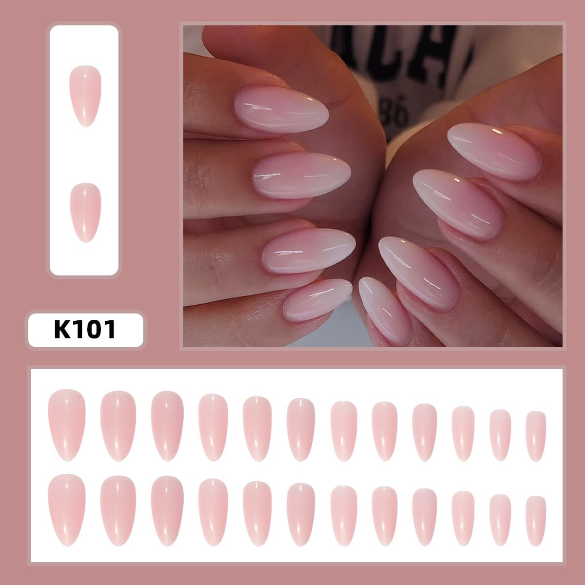 24pcs French Gradient Simple False Nails Short Almond Press On Nails Cross-Border Hot Selling Nail Tips Wholesale
