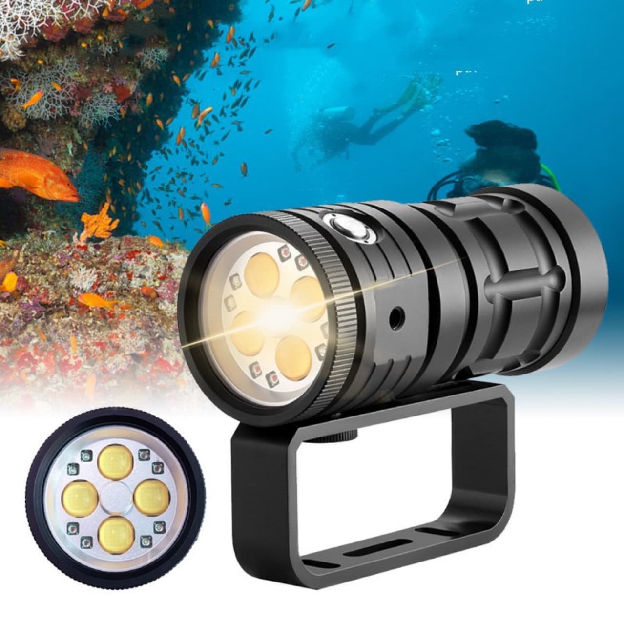 New Diving Fill Light with LED White/Red/Blue Lens, High-Power Built-in Battery, USB Rechargeable Photography Flashlight