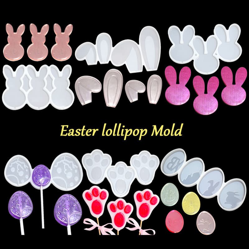 Easter Bunny Resin Mold, Egg Cheese Lollipop Silicone Mold, Isomalt Sugar Decoration Cake Mold