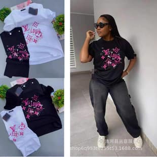 New cross-border letter print short-sleeve summer casual t-shirt set, stock available, export pure cotton t-shirt