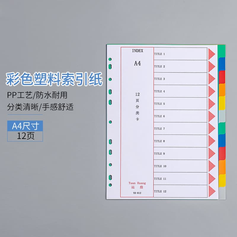 Far Bright Page Separator Plastic Index Card without Numbers 12 Pages A4 Size for Business And Office Use Indicia Label Paper