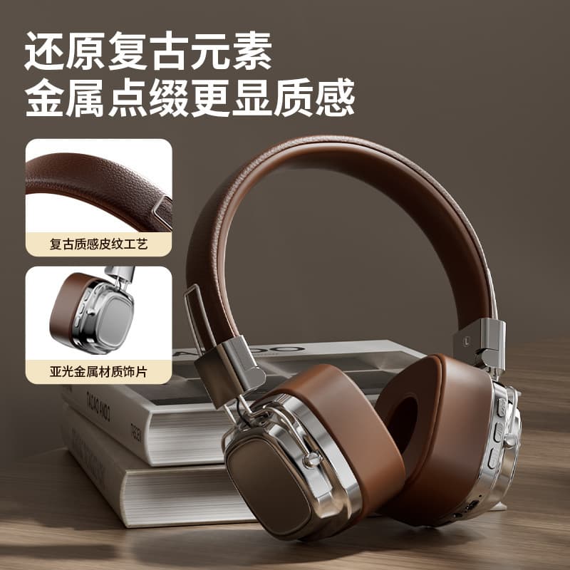 2026 New Retro Over-Ear Bluetooth Headphones Wireless Sports Glowing Gaming Noise-Canceling Headphones Compatible with Marshall