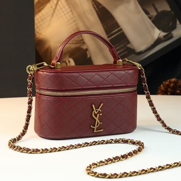 DIY Quilted Chain Bag Box Cosmetic Bag Genuine Leather Versatile Handbag Shoulder Crossbody Women's Bag Small Square Bag