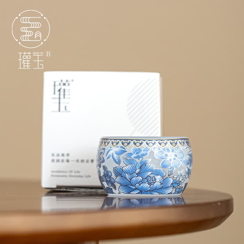 Jade flowery glass cup anti-scalding kung fu tea set set for drinking tea and drinking water tea cup household tea set making tea cup