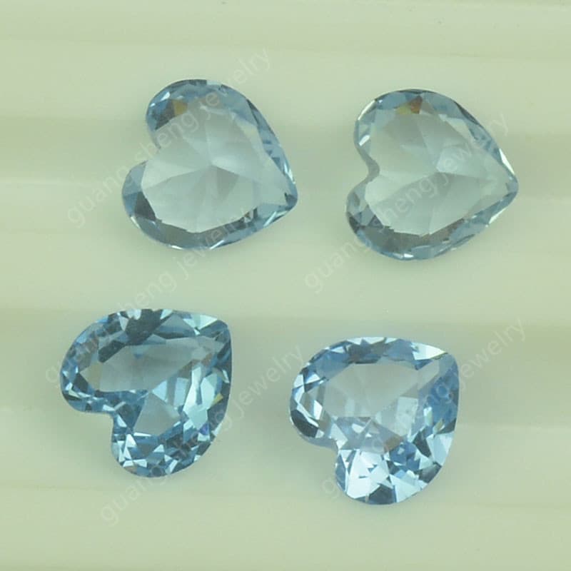 For 104# Very Light Blue Heart-Shaped Spinel Loose Stone, Wax-Settable, Peach Heart-Shaped Drill, Transparent Sky Blue Spinel Gem