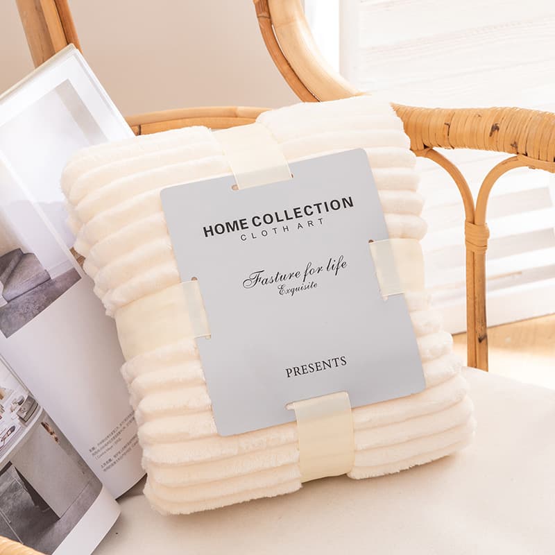 Cross-border Solid Color Flannel Striped Blanket Nap Leisure Sofa Throw Air Conditioning Blanket Plain Stripe Magic Fleece