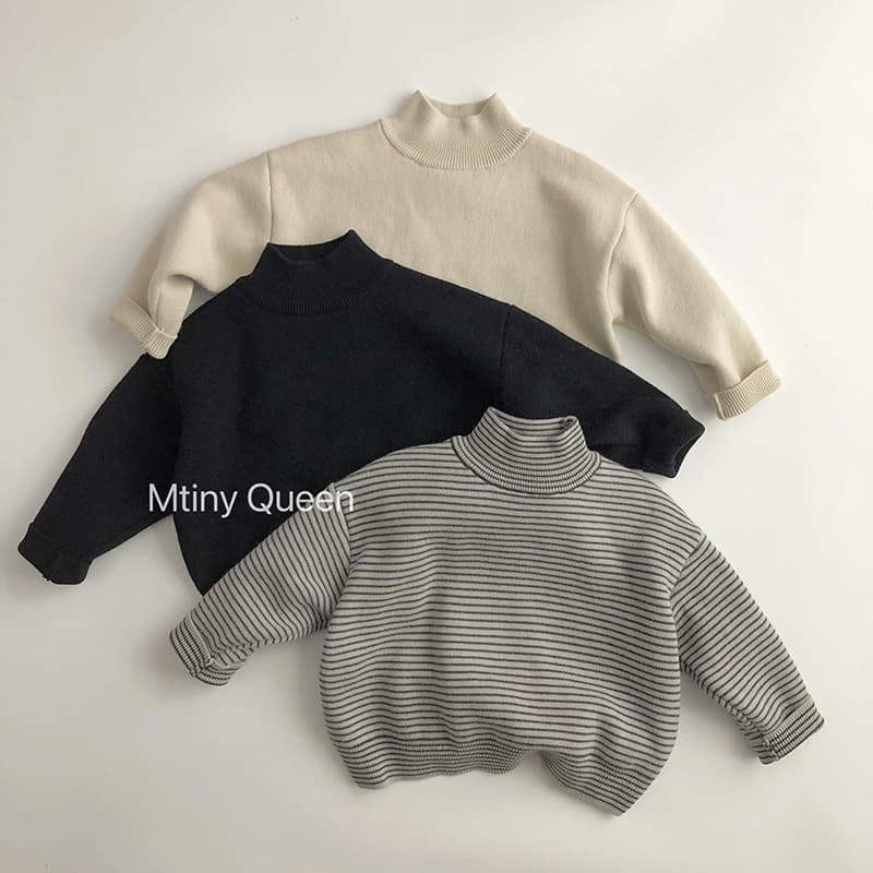 Inner Integrated Skin-Friendly Fleece ~ Autumn/Winter Korean Style Children's Half High Neck Sweater, Black Chic Unisex Knit Base Layer