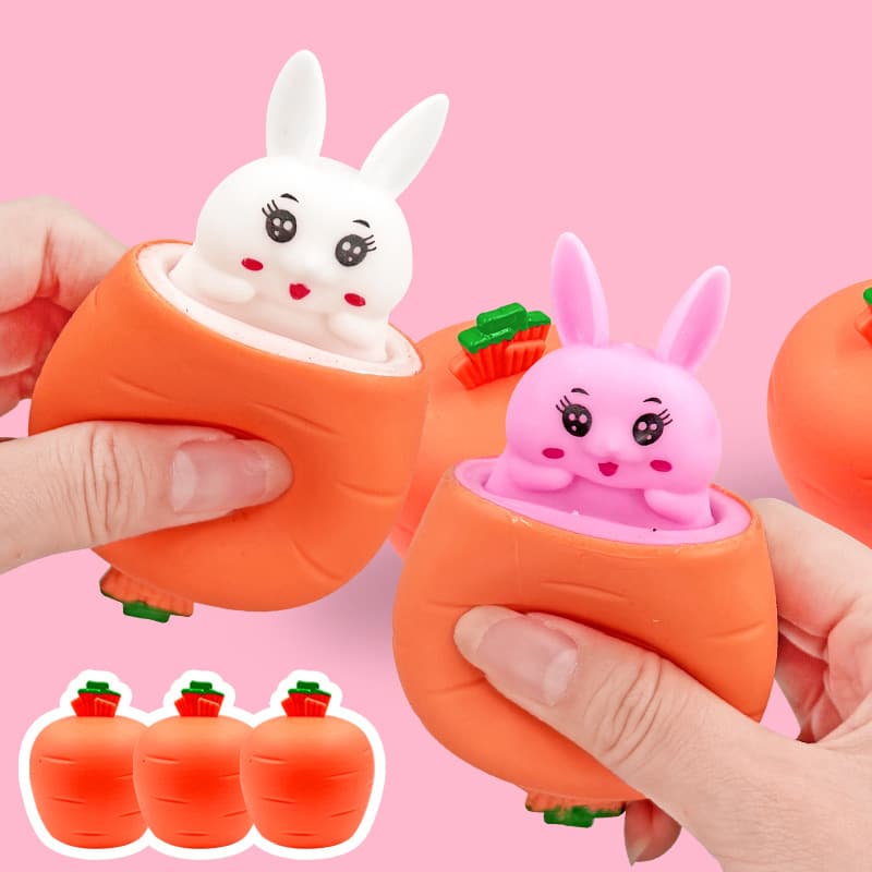 Squeeze Carrot Fidget Toy, Viral Carrot Rabbit Squeeze Cup Stress Relief Prank Gadget, Decompression Bunny