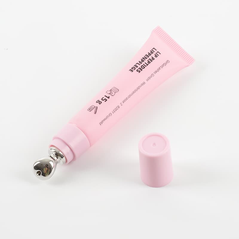 15g Pink Lip Gloss Tube with Massage Applicator, Refillable Bottle for Lip Glaze, Eye Cream, Essence, Empty Cosmetic Tube Packaging