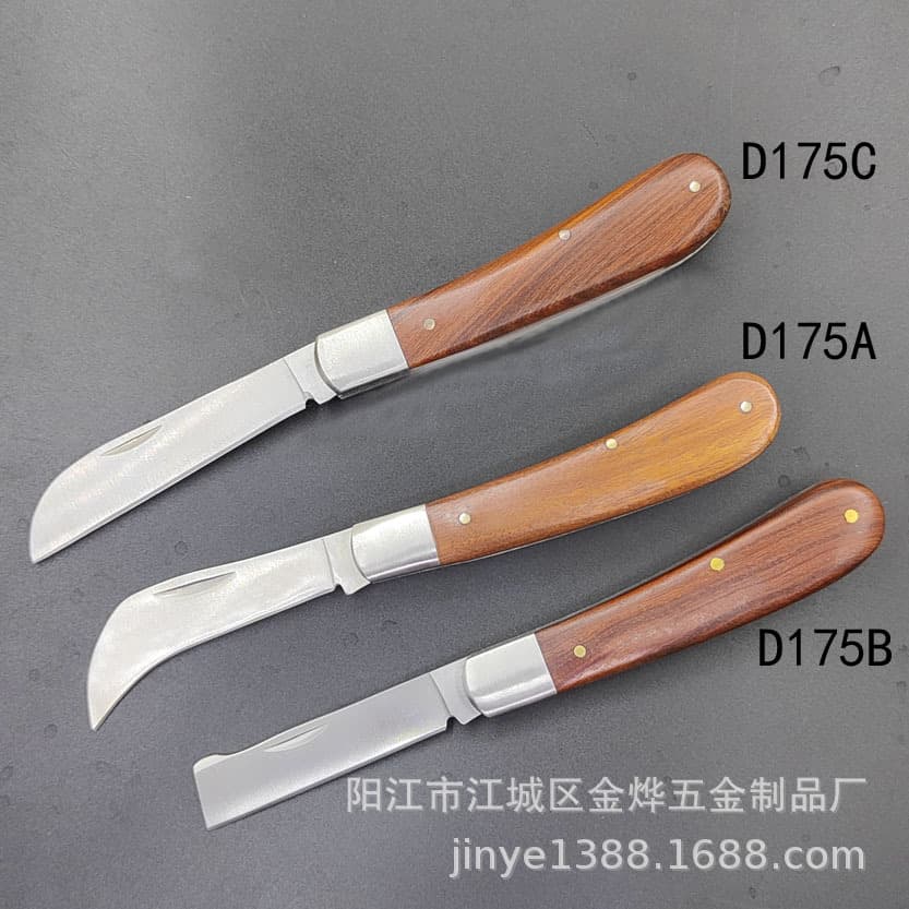Stainless Steel Electrician Knife Razor, Folding Double-Blade, Straight Blade Electrician Knife, Wire Stripping Knife, Pruning Small Curved Knife