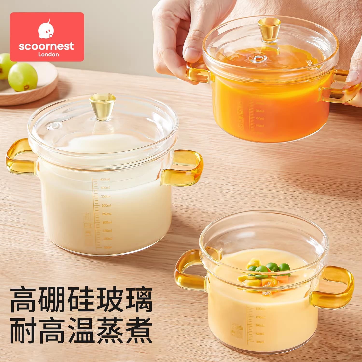 Kechao Baby Food Glass Container Steaming Egg Custard Bowl Graduated Cup Tool Set Baby Feeding Bowl
