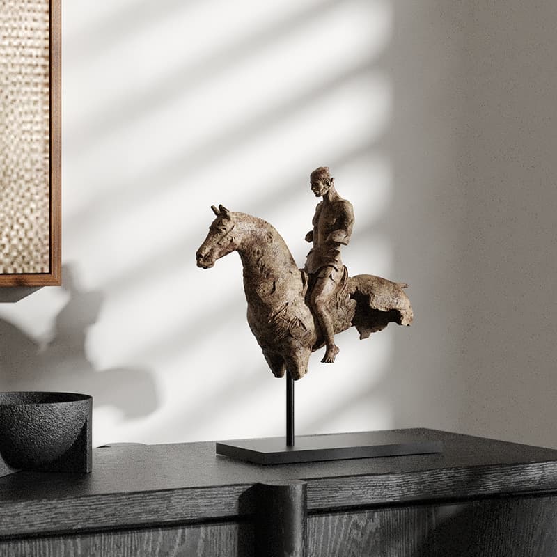 Yibeizi Song Dynasty Aesthetic Knight Horse High-End Craft Decoration Office Tea Room Living Room Entryway Desktop Ornament