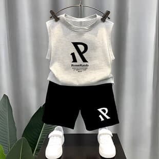 Boys' Summer Vest Set New Fashion Letter Print Casual Outfit for Toddler Boys