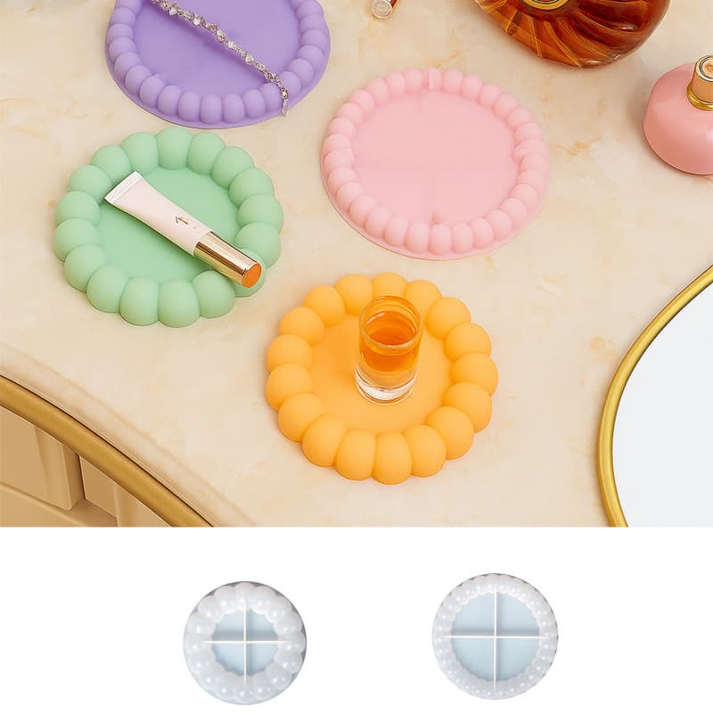 DIY Epoxy Resin Jewelry Display Tray Silicone Mold, European Style Lace Plaster Tray Storage Decorative Ornament Resin Mold