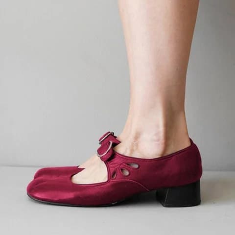 Wish Foreign Trade 2020 Spring New Mid Heel Square Toe Buckle Strap Single Shoes for Women 40-43