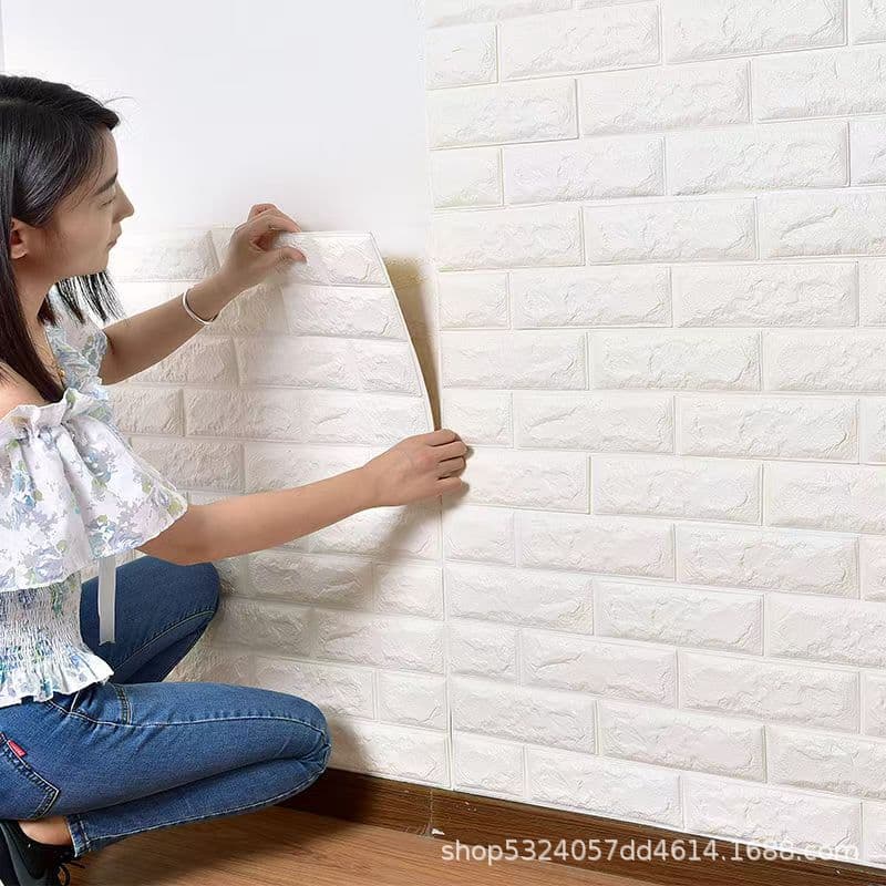 BR Cross-border 3D Three-dimensional Wall Sticker Self-adhesive Rental Room Makeover Supplies Wall Decoration Background Wall Anti-collision Soft Panel Wallpaper