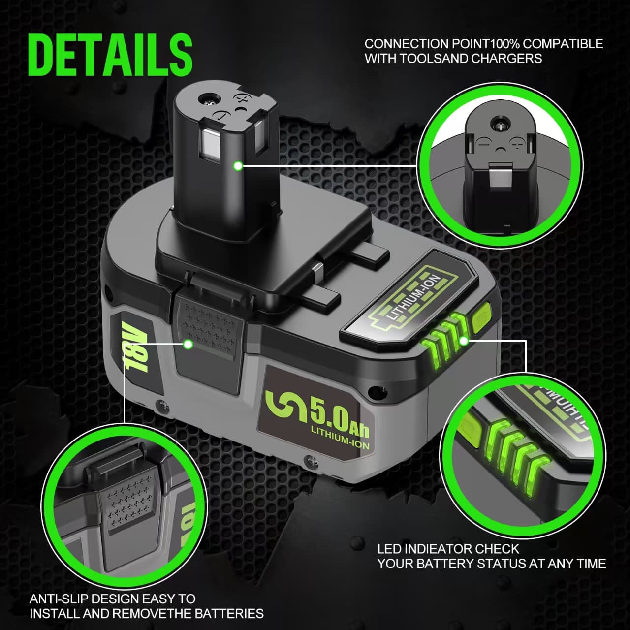 18V RYIOBI ONE+ Lithium Battery 6.0Ah for Cordless Drill P108/P107 104