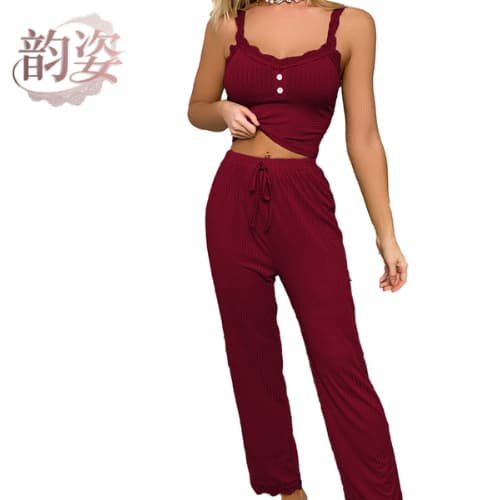 Women's Cross-Border Sexy Pajamas, Summer and Winter, Sexy Camisole and Long Pants Lingerie, 2026 New Home Wear Set, Factory Wholesale