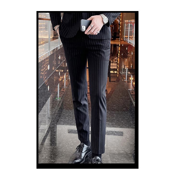 OBCY1 Export Foreign Trade Men's Striped Suit Pants Business Casual Workwear Slim Casual