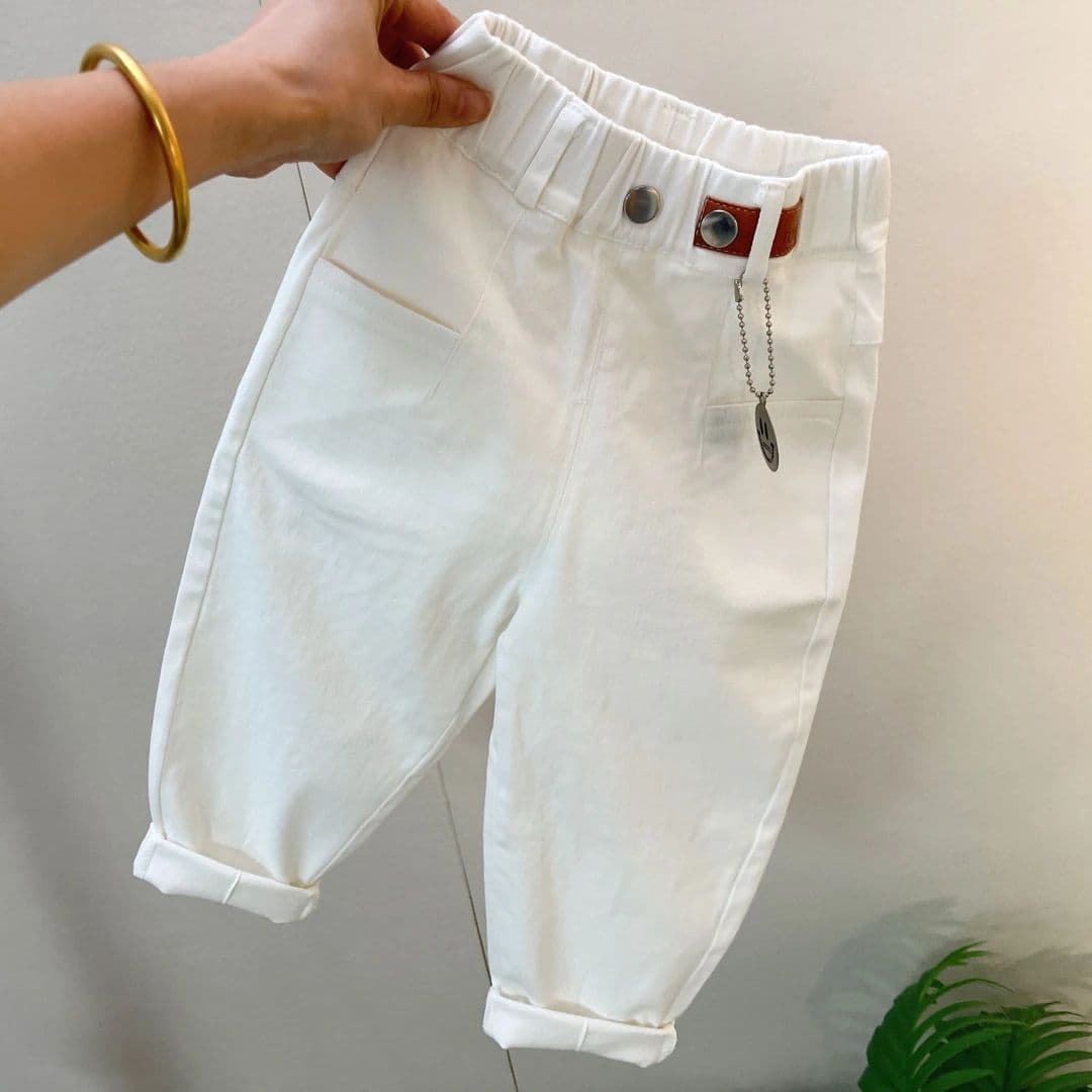 2025 New Style Kids Casual Pants for Boys and Girls, Korean Version, Toddler and Child Long Pants, White Spring and Autumn Style