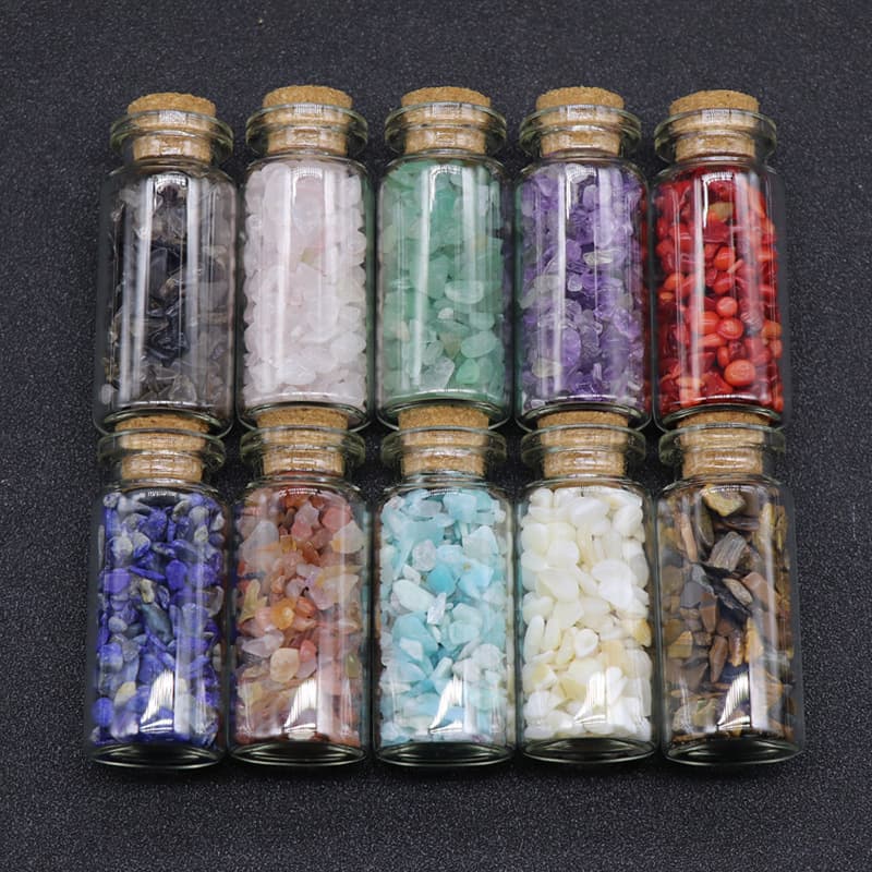 Jade Crystal Agate Gravel Wish Bottle, Drift Bottle Demagnetizing Crystal Gravel, Irregular 12 Styles