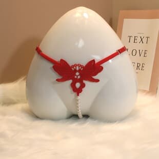 Erotic Lingerie, Sexy Hollow Pearl Erotic Panty, Flirting Sexy Costume for Women, Open Crotch T-Back Panty