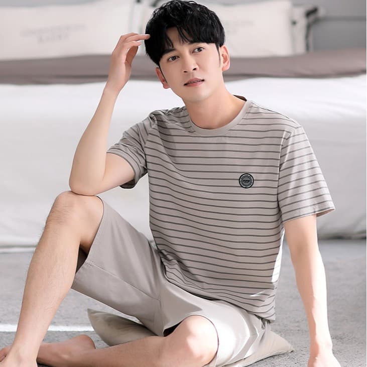 Summer Men's Pajamas Modal Cotton Short Sleeve Plus Size Casual Sleep Shorts Vest Home Suit Set