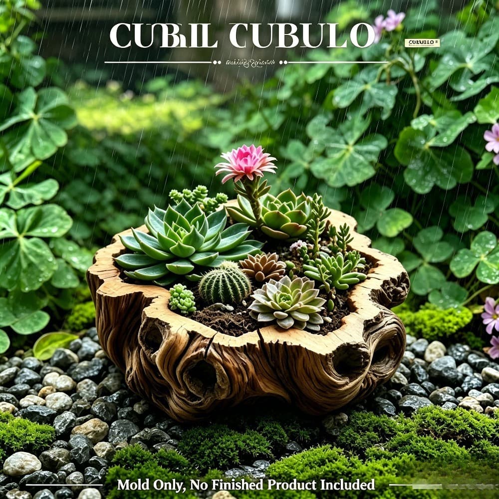 Tree stump succulent flower pot silicone mold Retro wooden stump pot DIY resin aromatherapy candle holder pouring mold