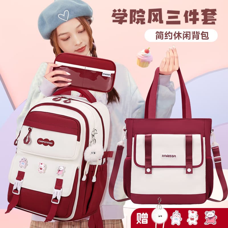 New high-profile high school student schoolbags, girls' large-capacity suit backpacks, dopamine contrasting color casual backpacks