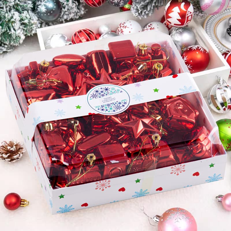 Cross-border Shein Christmas Tree Festival decoration supplies candy special-shaped train five-pointed star plastic ball pendant gift box