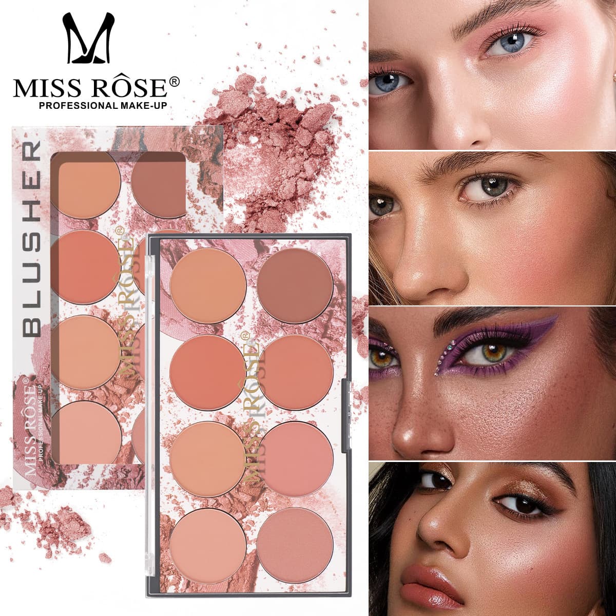 MISSROSE Cross-border Wholesale 8-Color Blush Natural Pigment Long-Lasting Matte Makeup Artist Blush Palette