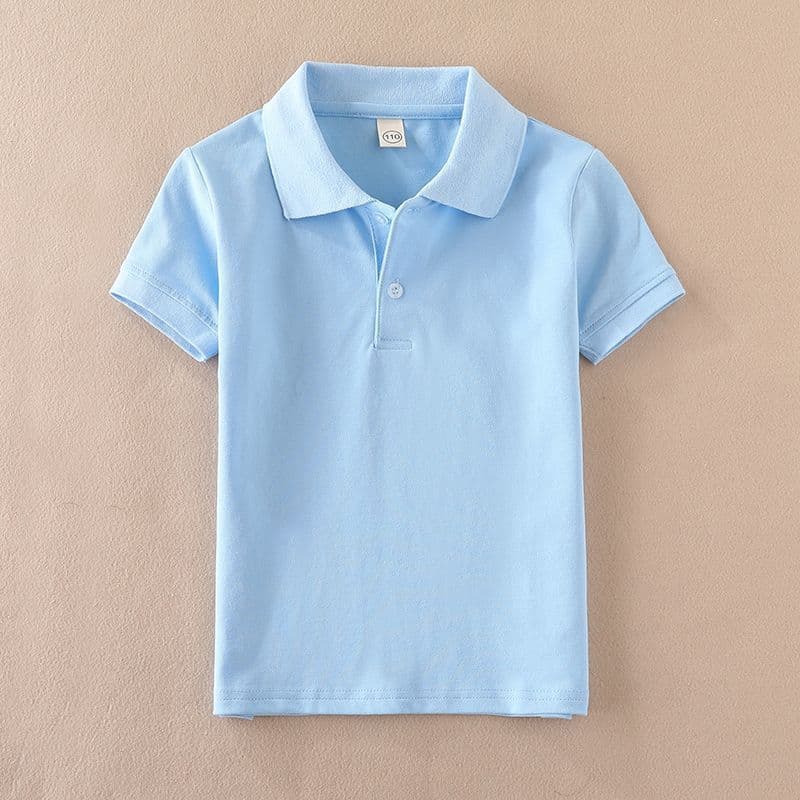 Children's Polo Shirt Summer Short Sleeve Light Blue T-Shirt for Primary and Secondary School Students Graduation Class Short Sleeve Polo Shirt