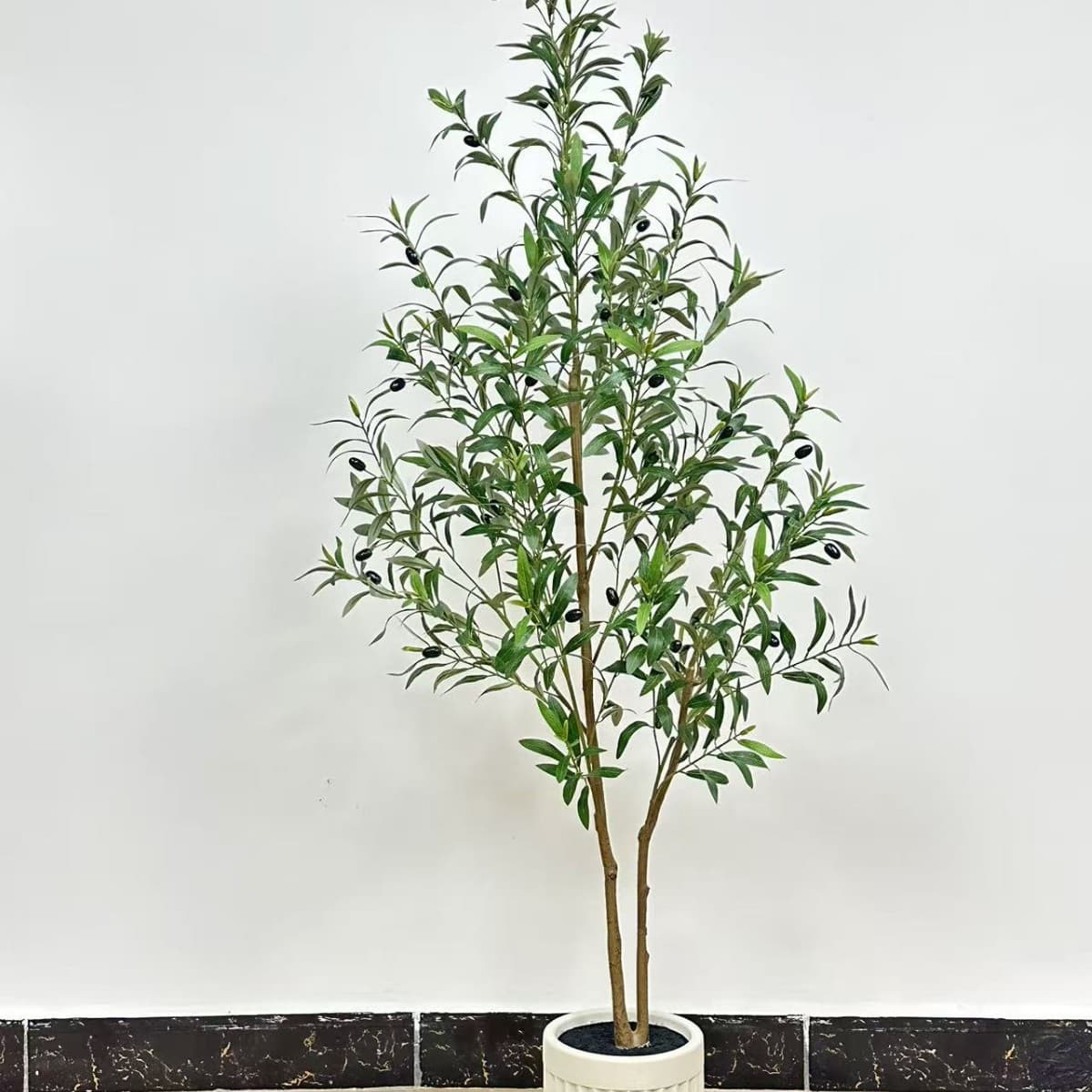 Artificial Olive Tree Potted Plant for Indoor Home Decoration, Faux Tree Bonsai Simulation Greenery