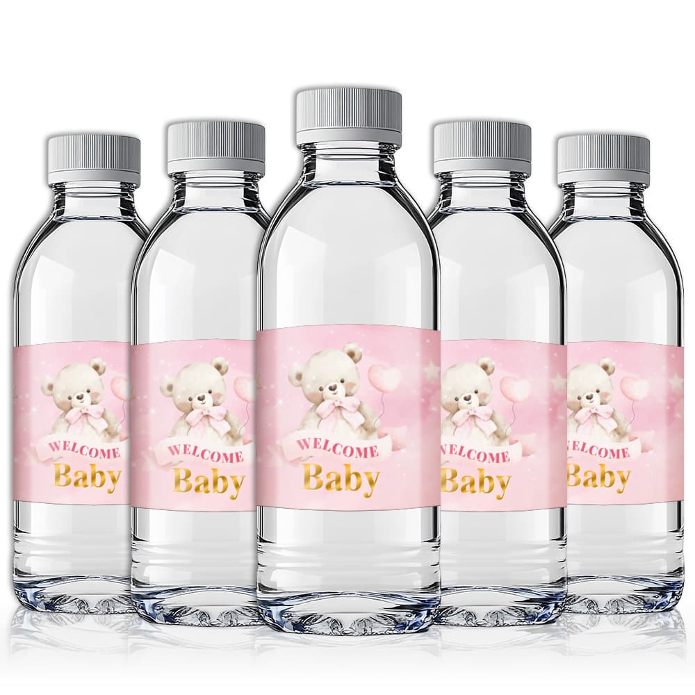 Baby Shower Water Bottle Labels Pink Girl Water Bottle Wrappers Birthday Baby Shower Gift Stickers Water Bottle Labels