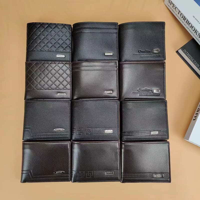New men's wallet with multiple card slots, pull tab, large capacity, short wallet, and loose-leaf coin holder.